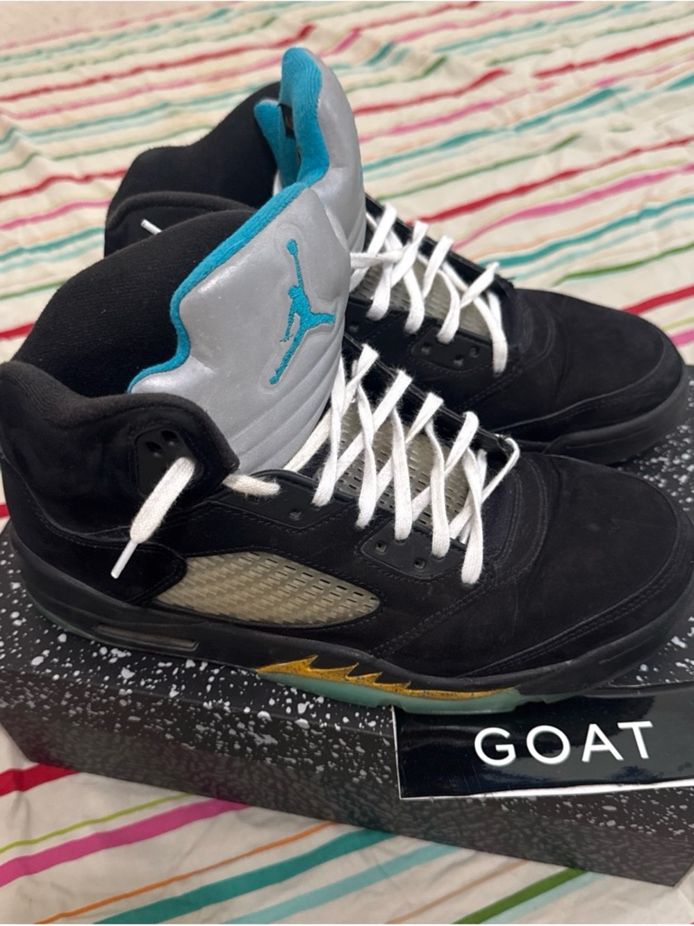 Jordan Black/Teal/Silver Retro High-Top Sneakers